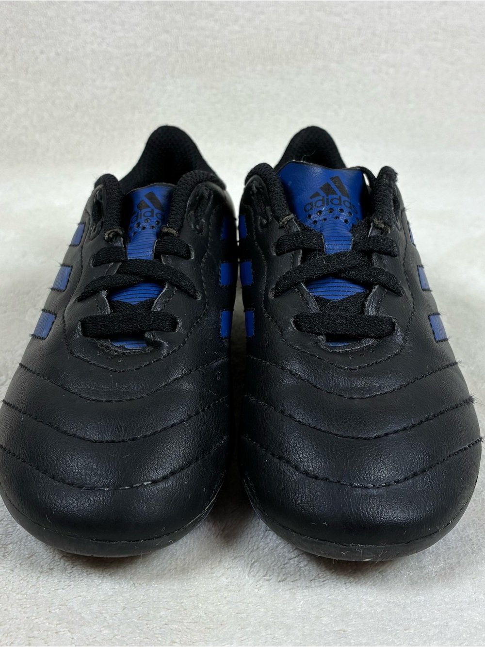 ADIDAS Kids Black and Blue Low-Top Soccer Sneakers